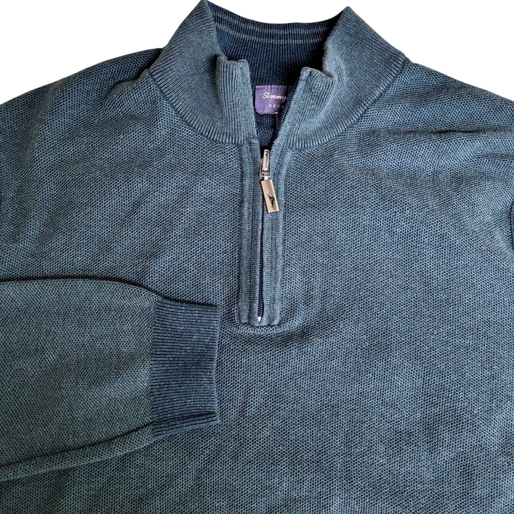 Tommy Bahama Reversible XL Pima Cotton Quarter Zip Pullover Sweater Preppy‎